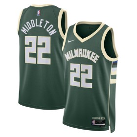 Maillot NBA Milwaukee Bucks Khris Middleton 22 Nike 2022-23 Icon Edition Vert Swingman - Homme